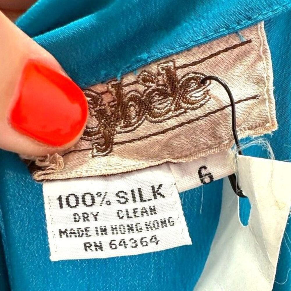 Cybèle teal silk wrap like midi dress - Picture 7 of 7